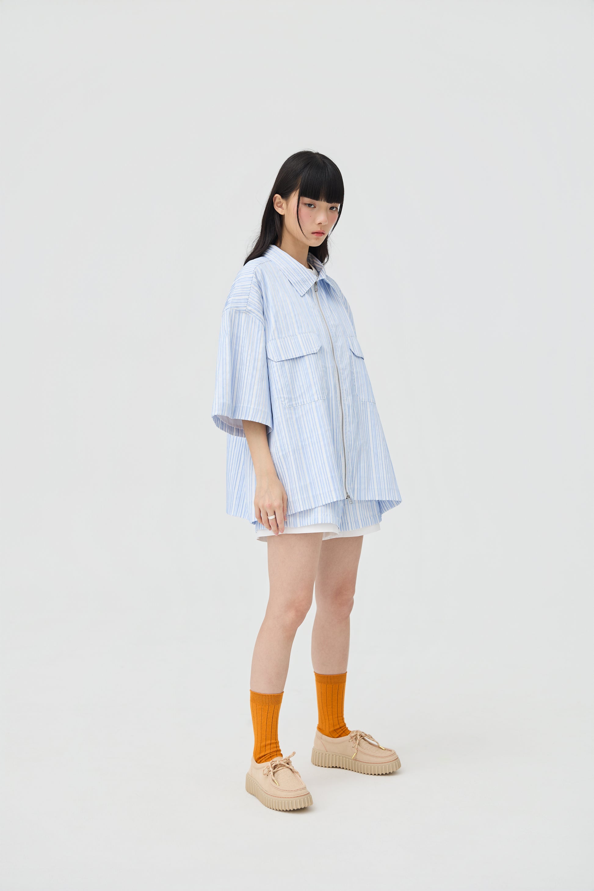 FUWA JACKET - BLUE SEERSUCKER - BEV C multi label store