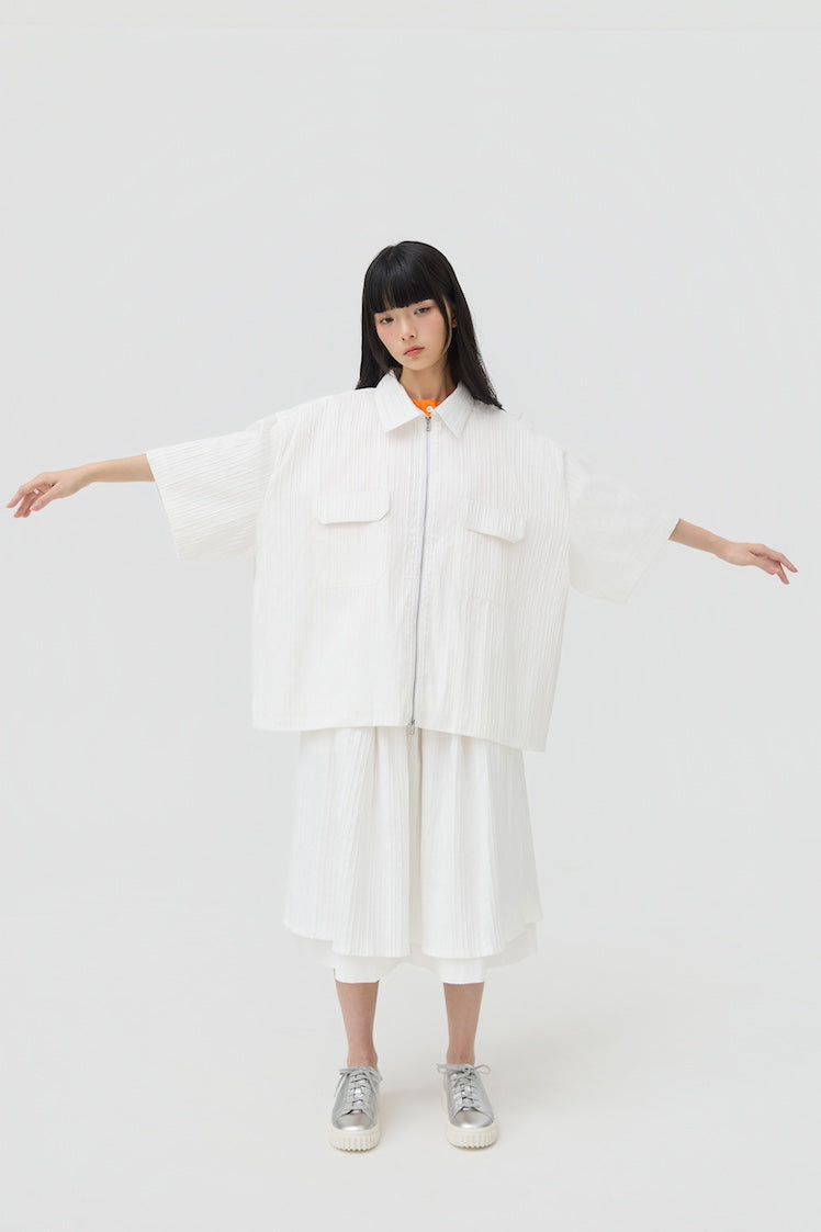 FUWA JACKET - WHITE SEERSUCKER - BEV C multi label store