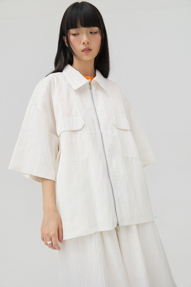 FUWA JACKET - WHITE SEERSUCKER - BEV C multi label store
