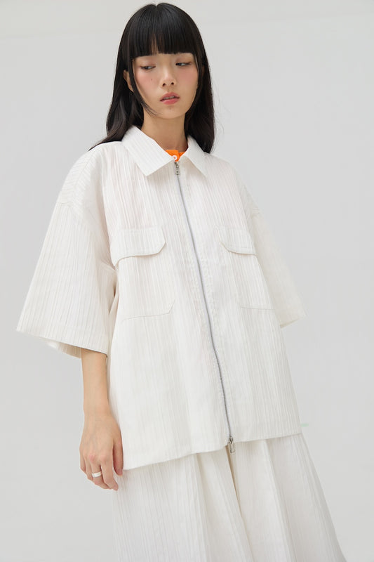 FUWA JACKET - WHITE SEERSUCKER - BEV C multi label store