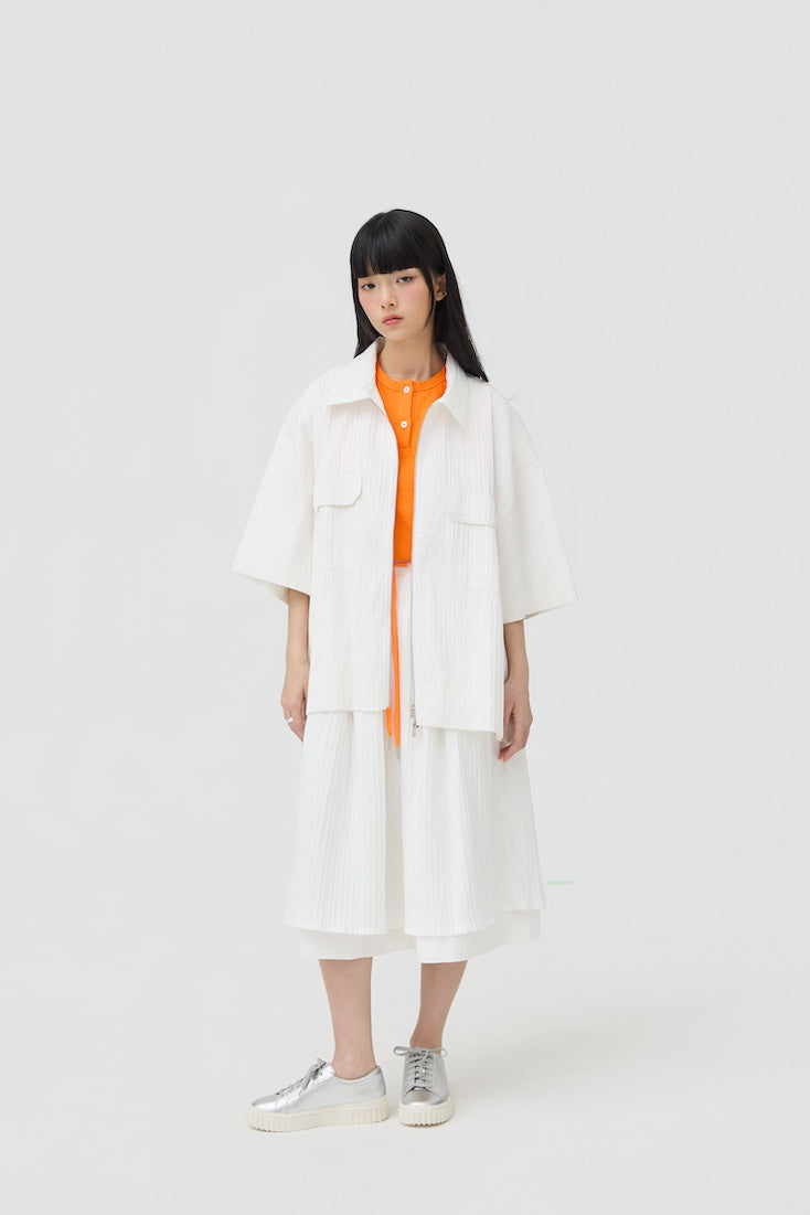 FUWA JACKET - WHITE SEERSUCKER - BEV C multi label store