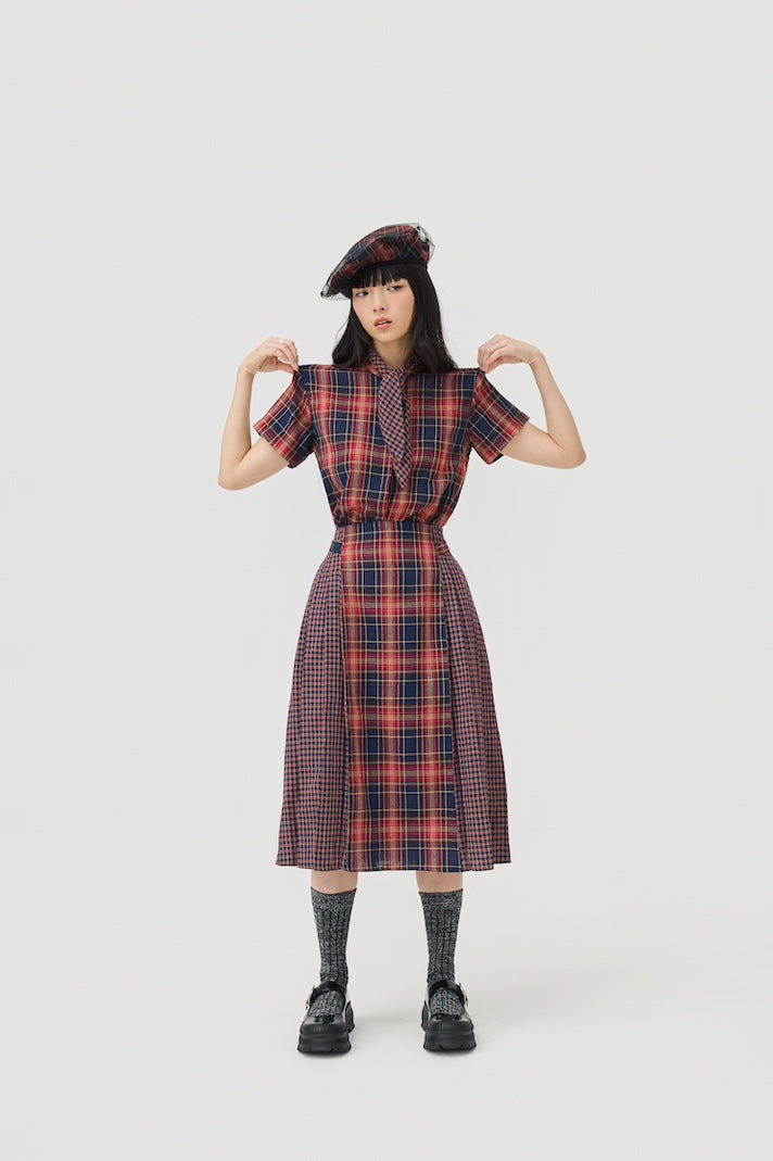 GINRIN SKIRT - RED TARTAN DOUBLE GAUZE - BEV C multi label store