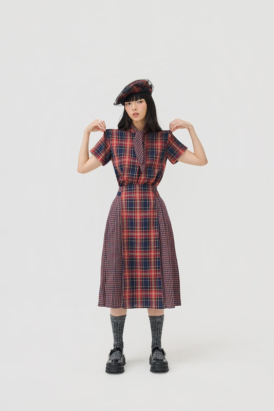 GINRIN SKIRT - RED TARTAN DOUBLE GAUZE - BEV C multi label store