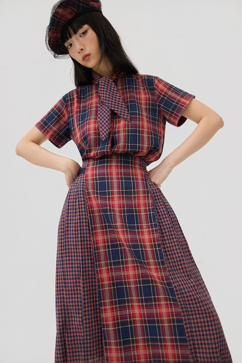 GINRIN SKIRT - RED TARTAN DOUBLE GAUZE - BEV C multi label store