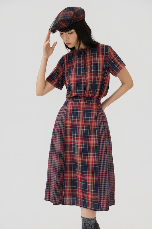 GINRIN SKIRT - RED TARTAN DOUBLE GAUZE - BEV C multi label store