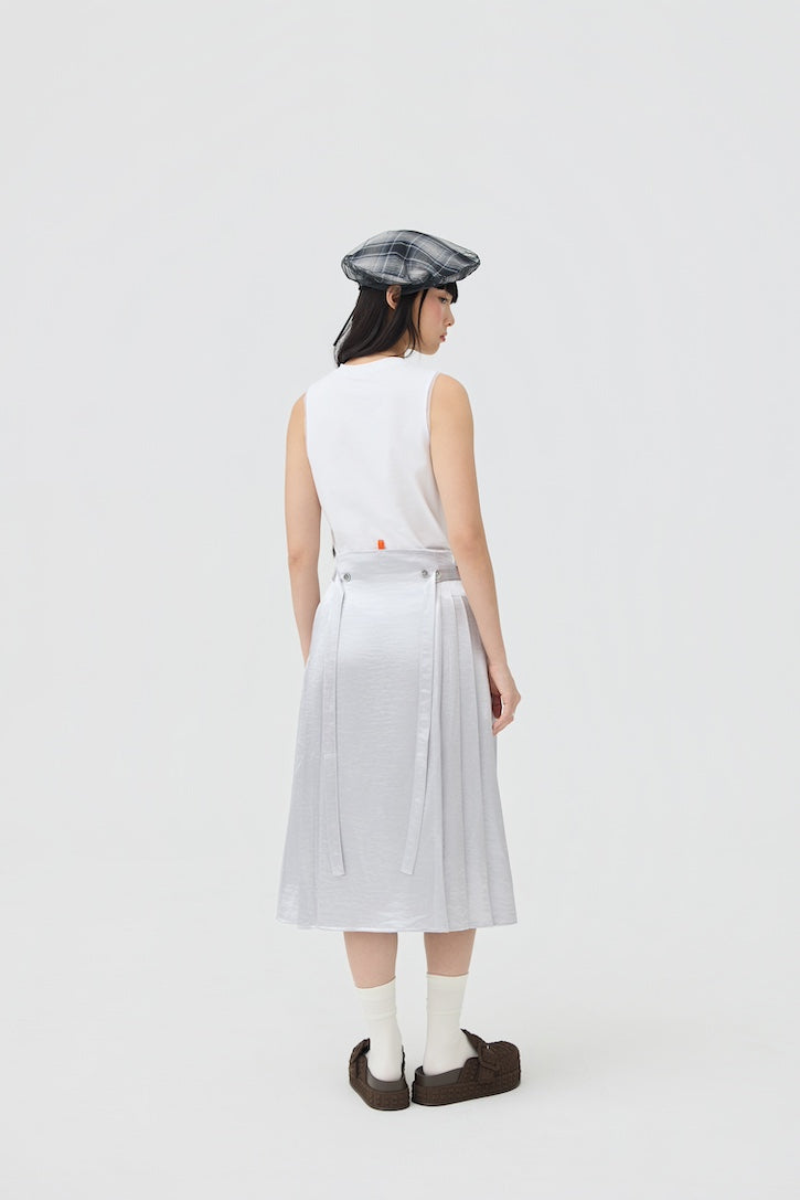 GINRIN SKIRT - SILVER SATIN