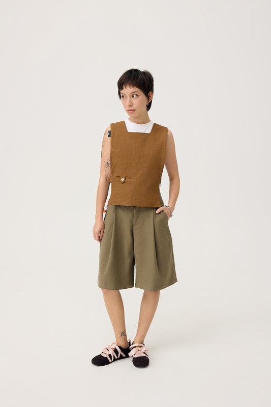 GYAKU 2-WAY REVERSIBLE VEST IN BLACK & CARAMEL - BEV C multi label store