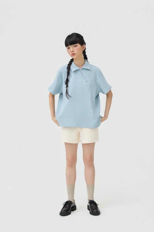 JINWA KNIT POLO IN POWDER BLUE - BEV C multi label store