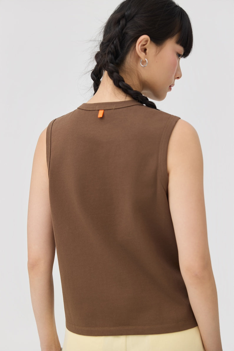 MUSUBI HENLEY TANK - CHOCOLATE - BEV C multi label store