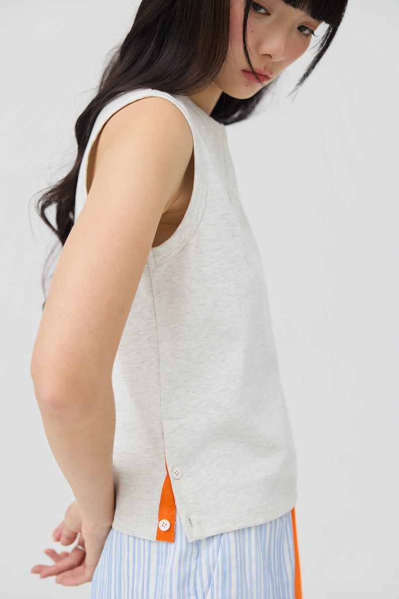 MUSUBI HENLEY TANK - GREY MARL - BEV C multi label store