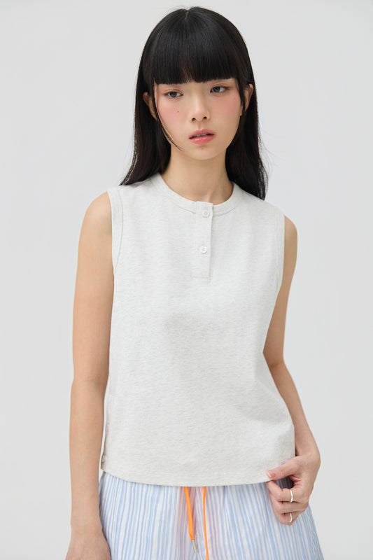 MUSUBI HENLEY TANK - GREY MARL - BEV C multi label store