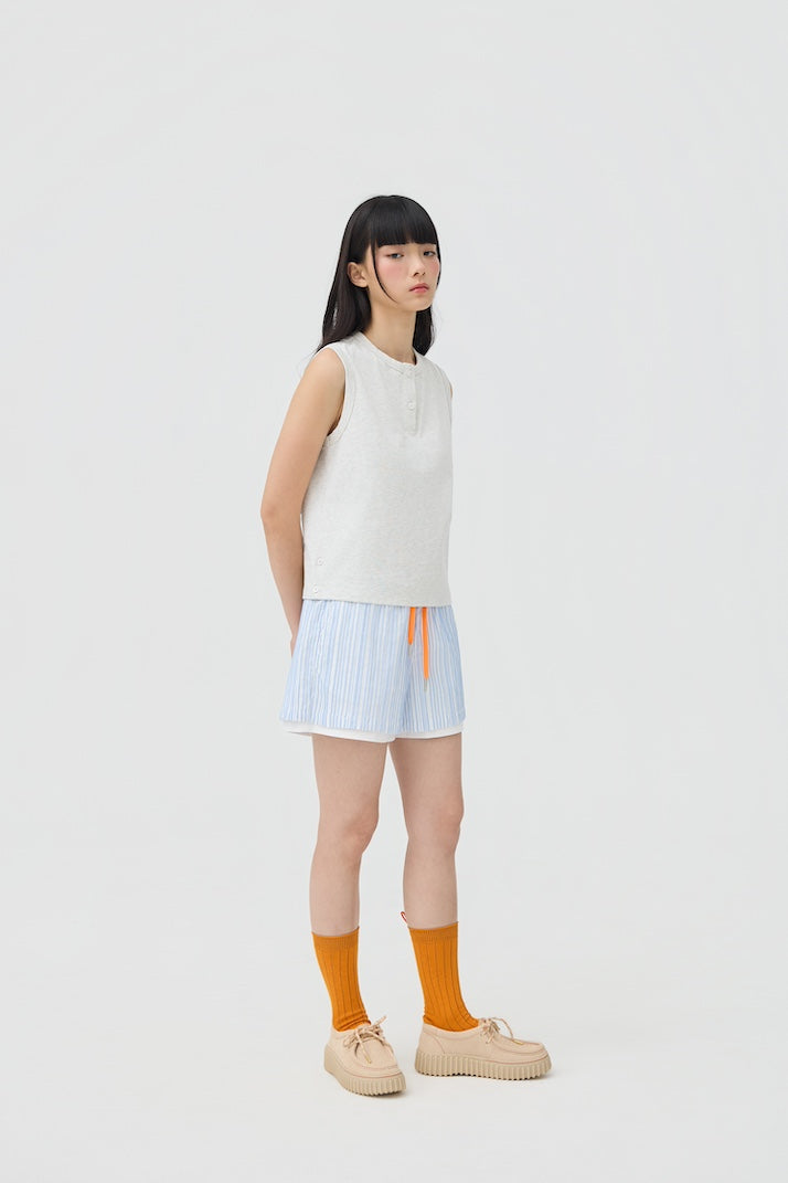 MUSUBI HENLEY TANK - GREY MARL - BEV C multi label store