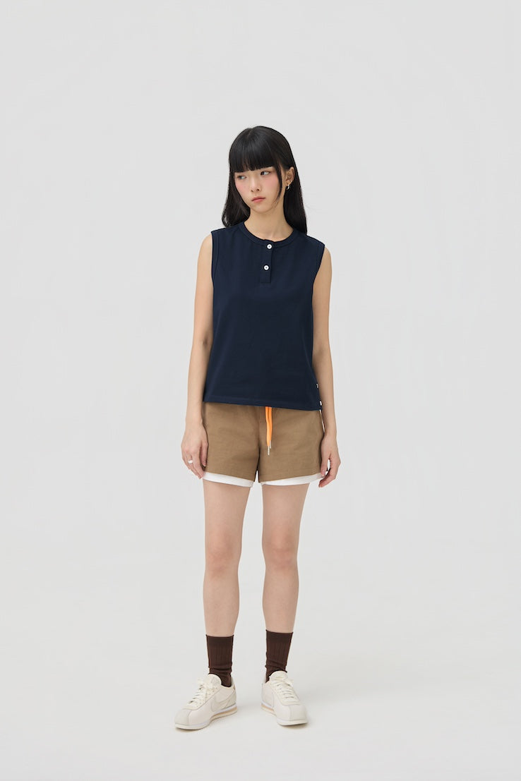 MUSUBI HENLEY TANK - NAVY - BEV C multi label store