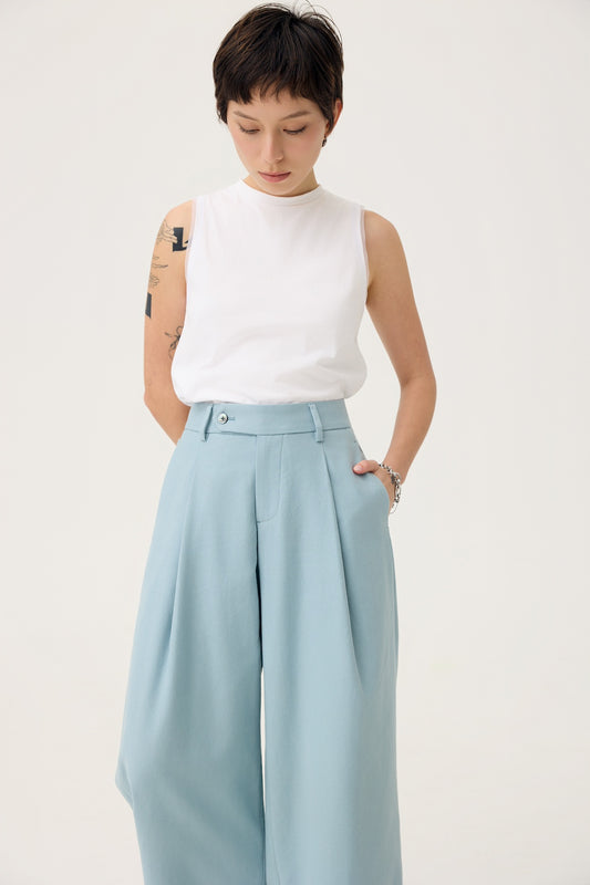 NAGARE PLEAT TROUSERS IN STEEL BLUE - BEV C multi label store
