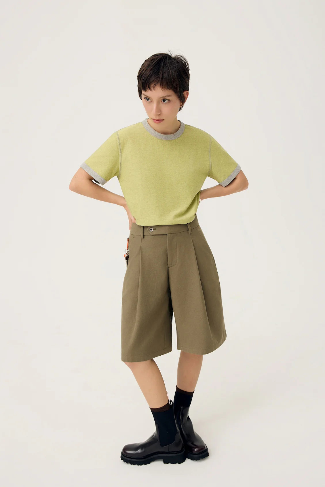 EVERYDAY REVERSIBLE TEE IN ZINC GREY & LEMON FIZZ