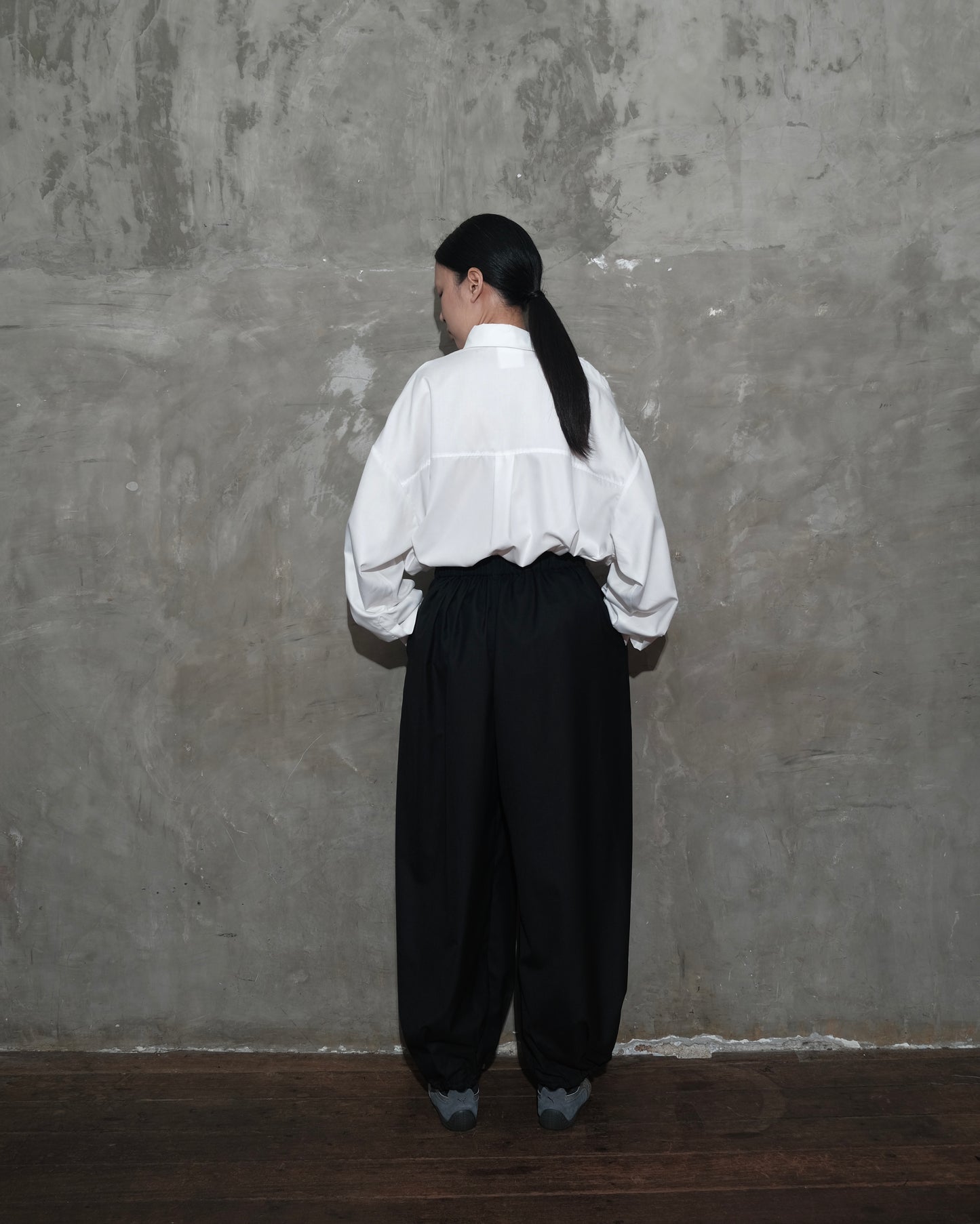 Slanted Collar Shirt in White - BEV C multi label store