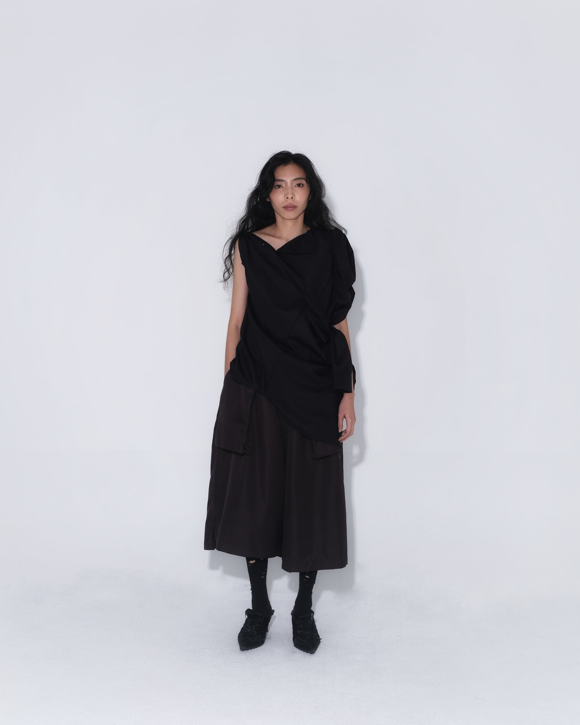 Asymmetrical Fly Pocket Pants In Dark Brown - BEV C multi label store