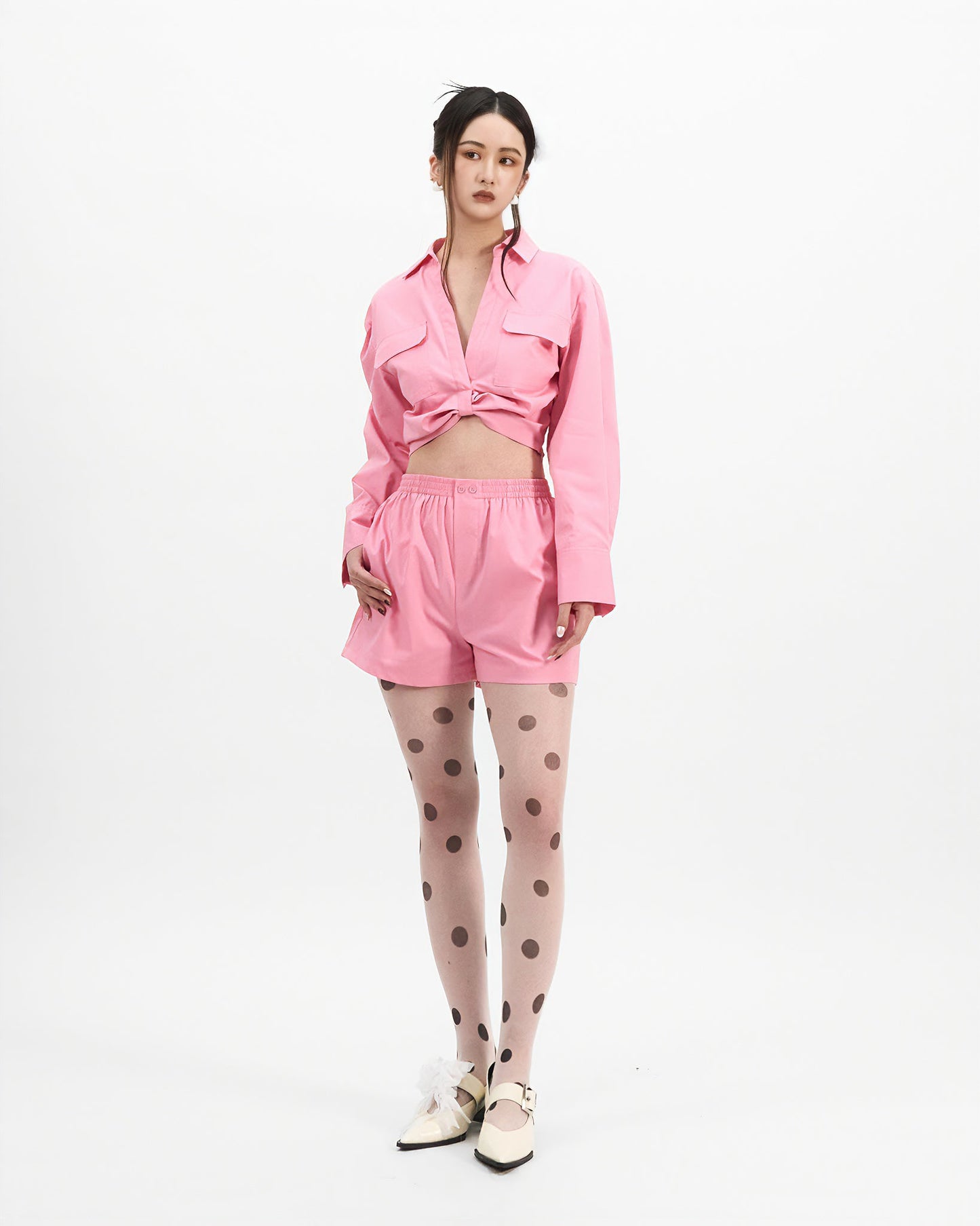 VOL.3_CH.1 Knot Cropped Shirt - Red - BEV C multi label store