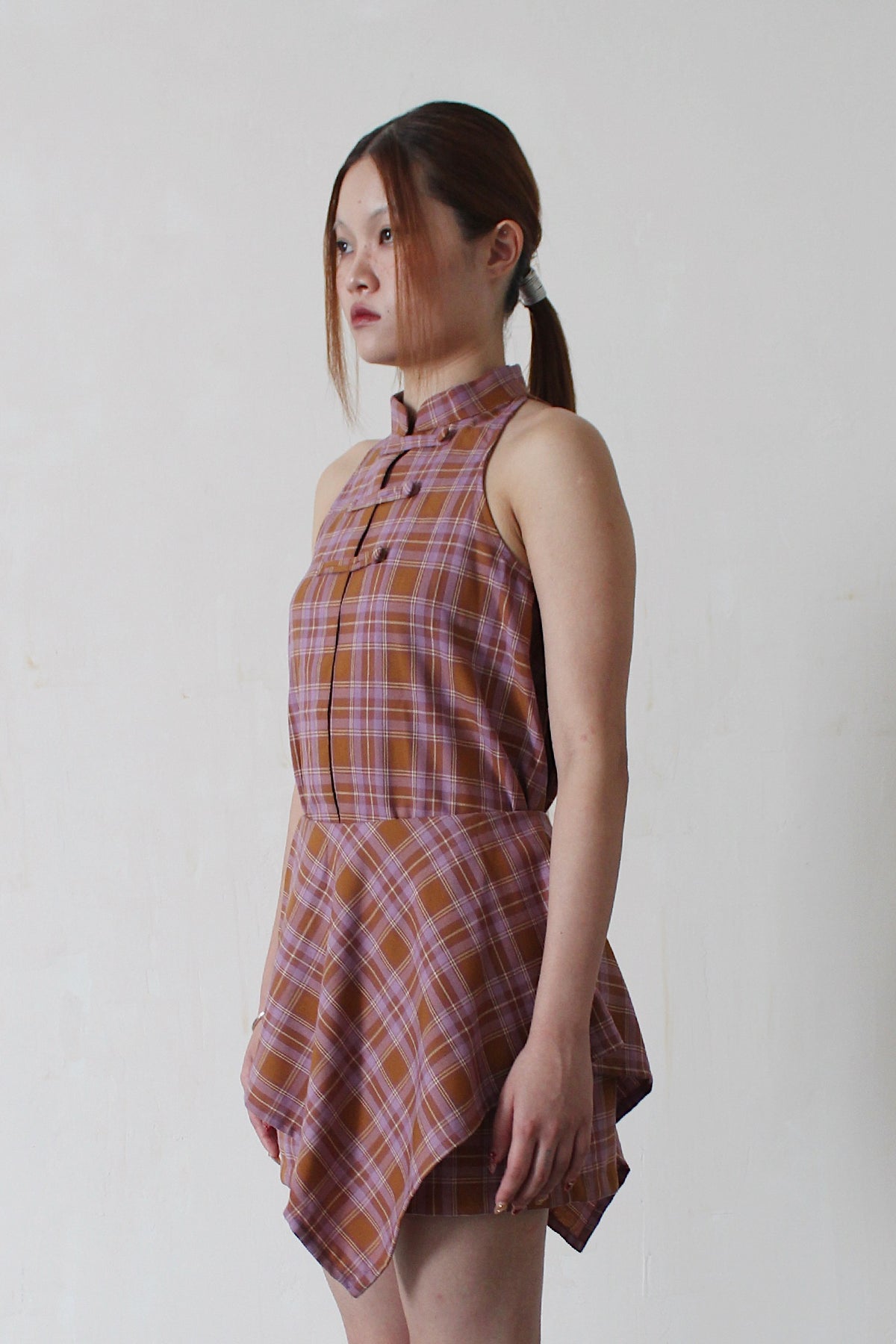 Halter Luna Top - Pink Check - BEV C multi label store