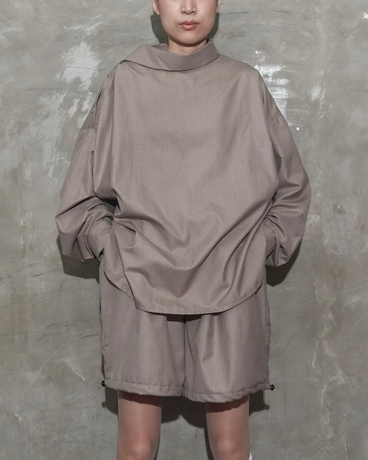 Slanted Collar Shirt in Brown - BEV C multi label store