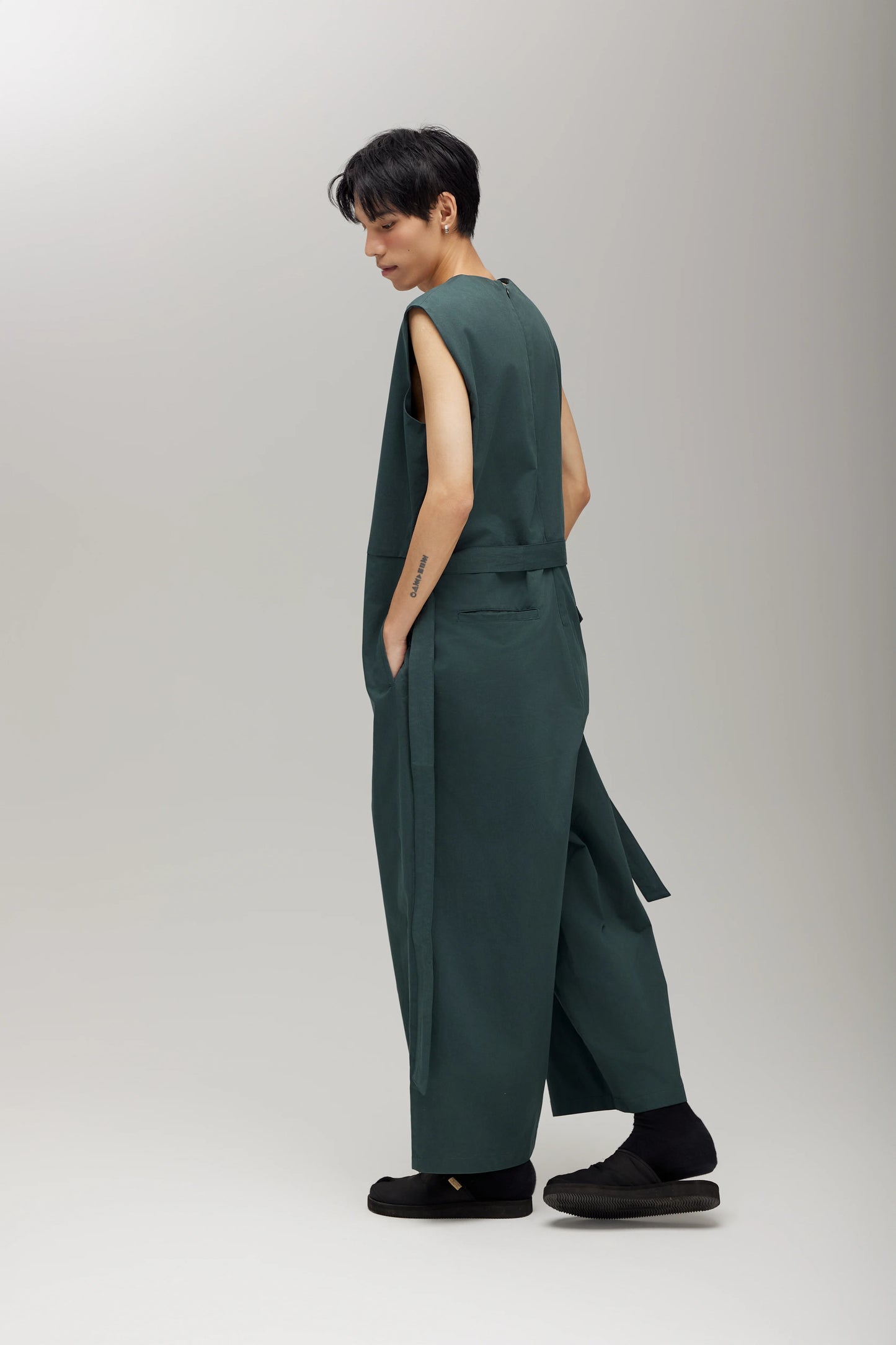 TRENCH JUMPSUIT IN FOREST GREEN