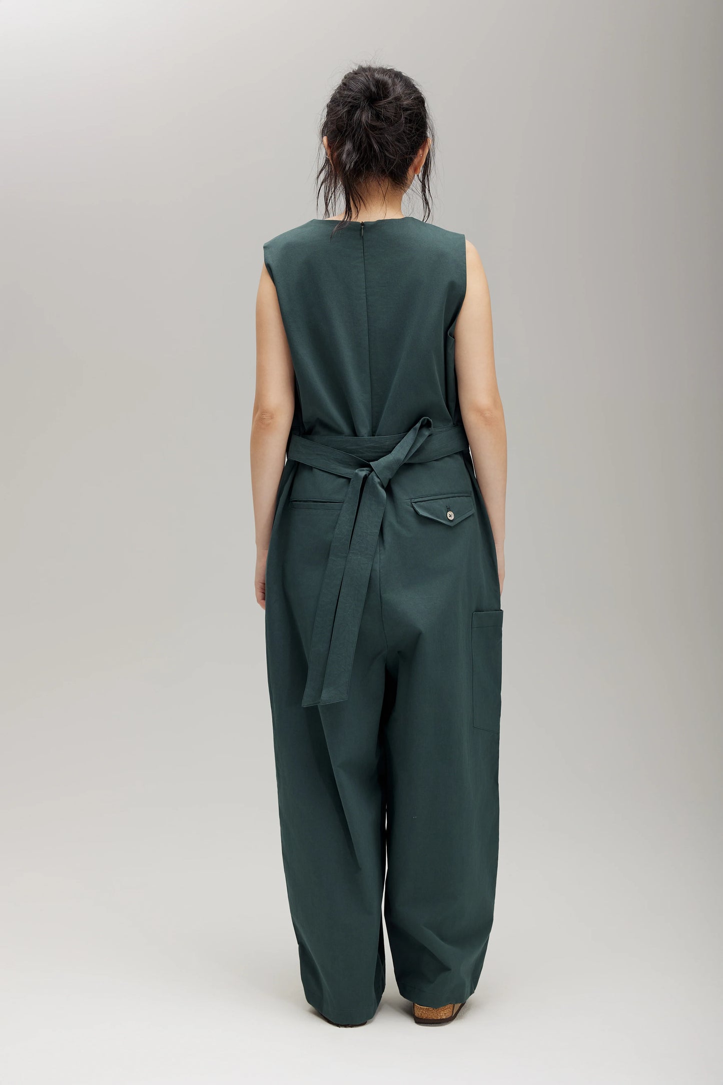TRENCH JUMPSUIT IN FOREST GREEN