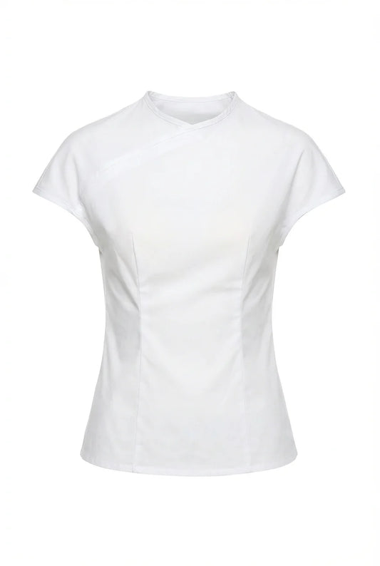 Fitted Curved Blouse - WHITE - BEV C multi label store