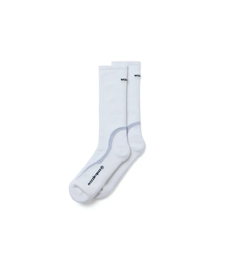WISDOM® x nozzle quiz® Overcalf socks - WHITE - BEV C multi label store