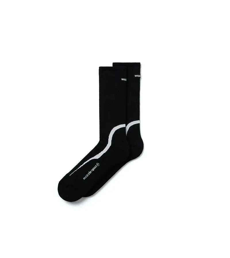 WISDOM® x nozzle quiz® Overcalf socks - Black - BEV C multi label store
