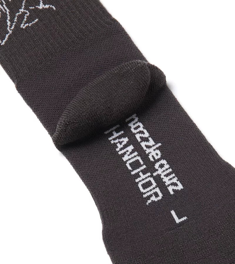 HANCHOR x nozzle quiz - "Peak Carbon" RWS Merino wool Hike trek socks - BEV C multi label store