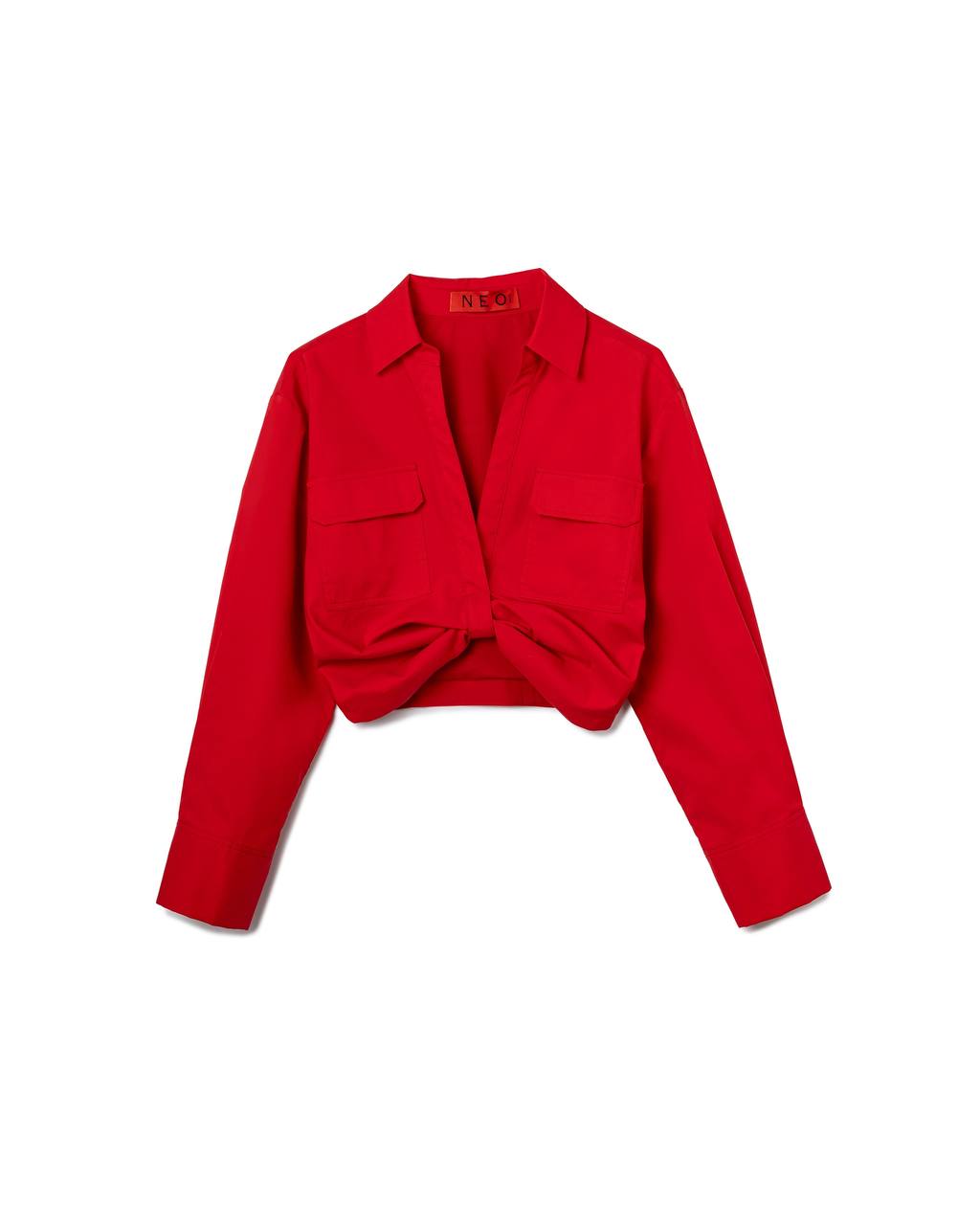 VOL.3_CH.1 Knot Cropped Shirt - Red - BEV C multi label store