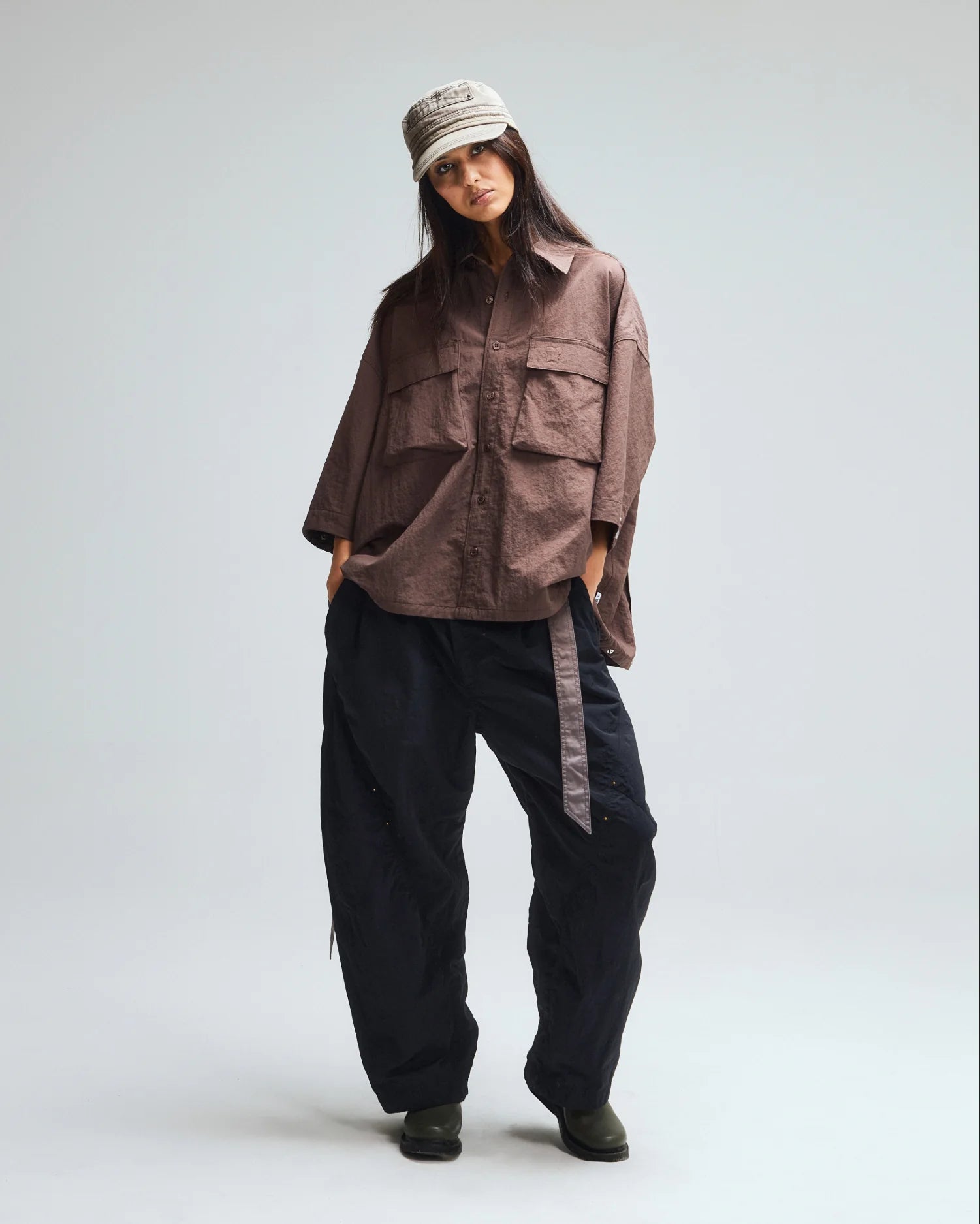 ABP. BIG BRO S/S SHIRT NYLON DARK BROWN - BEV C multi label store
