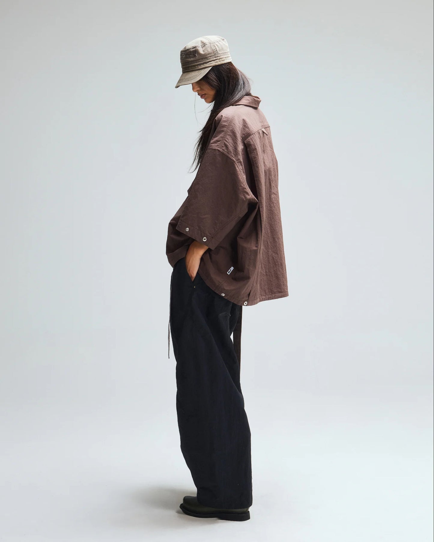 ABP. BIG BRO S/S SHIRT NYLON DARK BROWN - BEV C multi label store