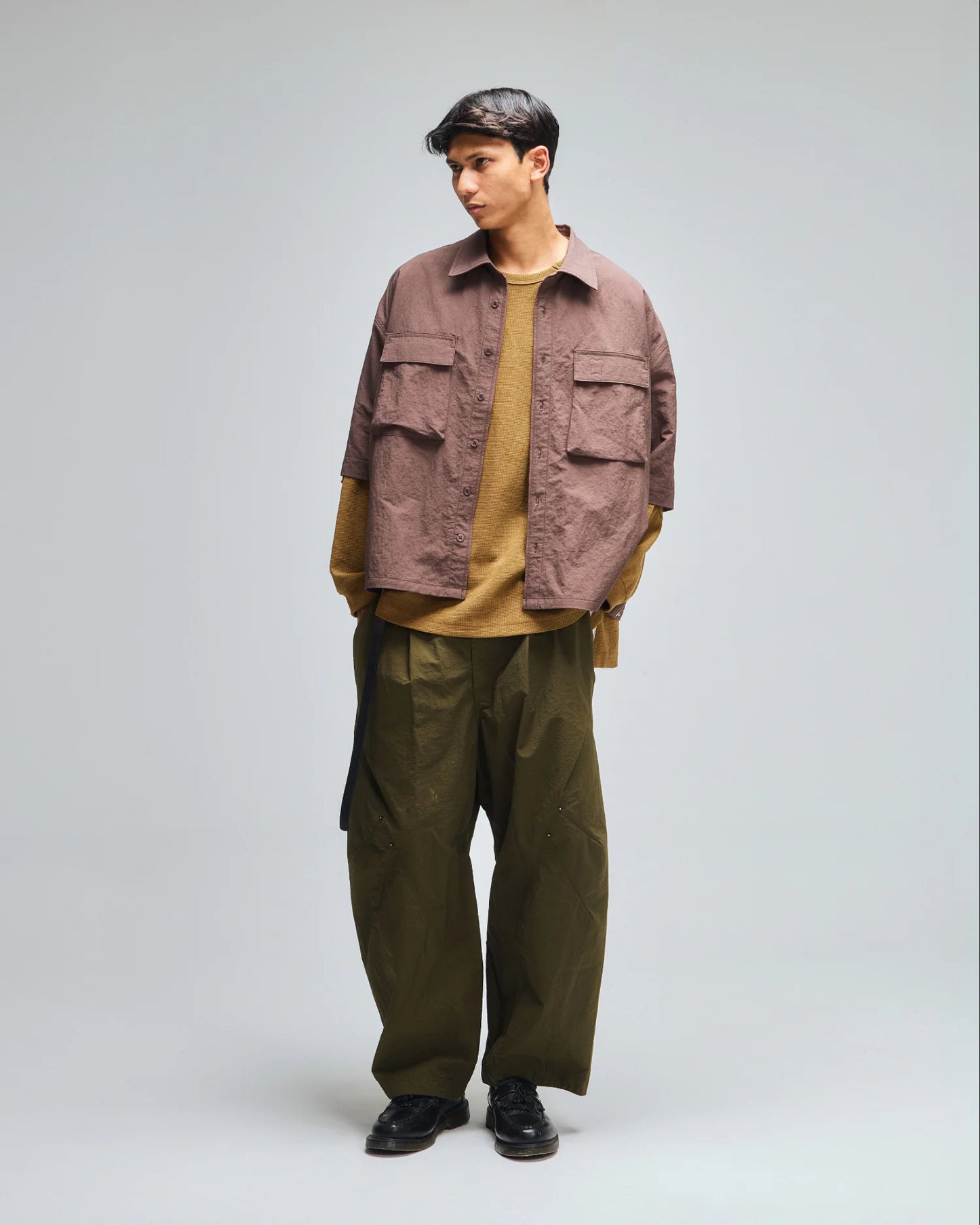 ABP. BIG BRO S/S SHIRT NYLON DARK BROWN - BEV C multi label store