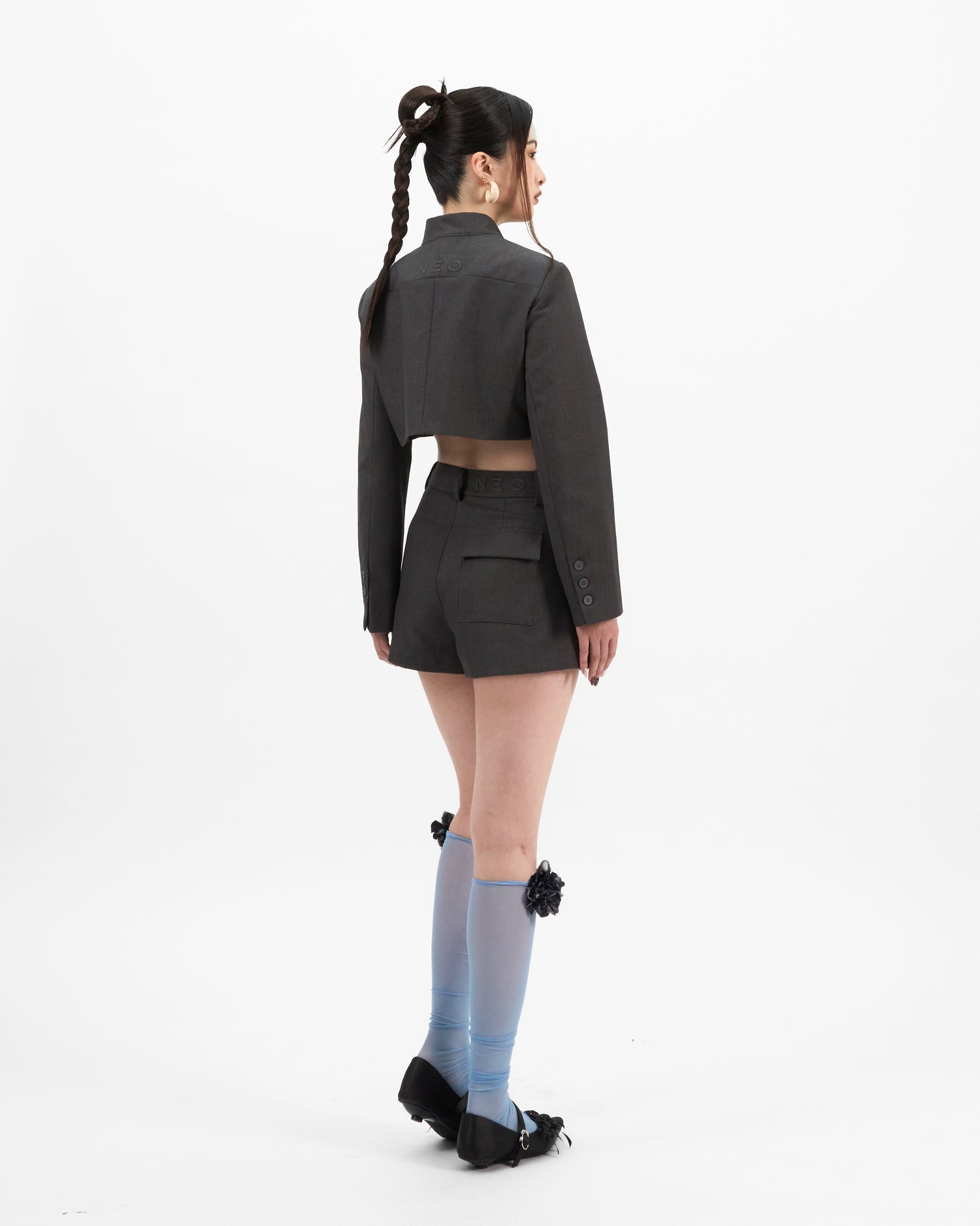 VOL.3_CH.1 Mandarin Cropped Suit - Black - BEV C multi label store