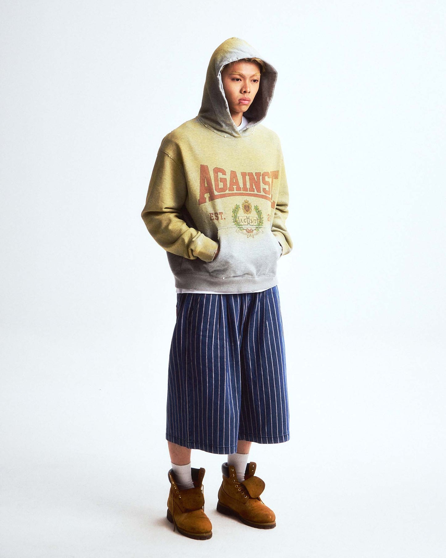 DISTRESSED VARSITY HOODIE GREY - BEV C multi label store