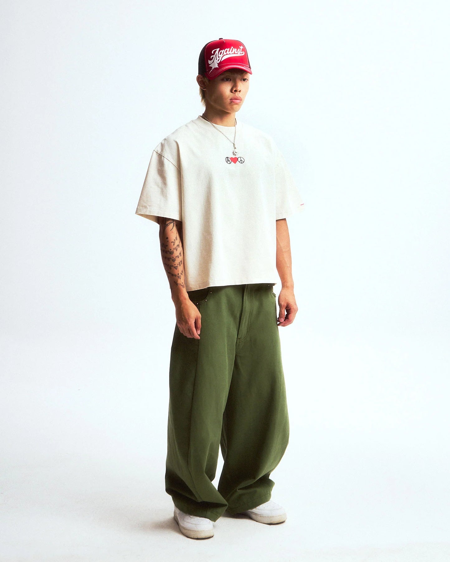LOVE PEACE WASHED BOXY TEE CREAM - BEV C multi label store