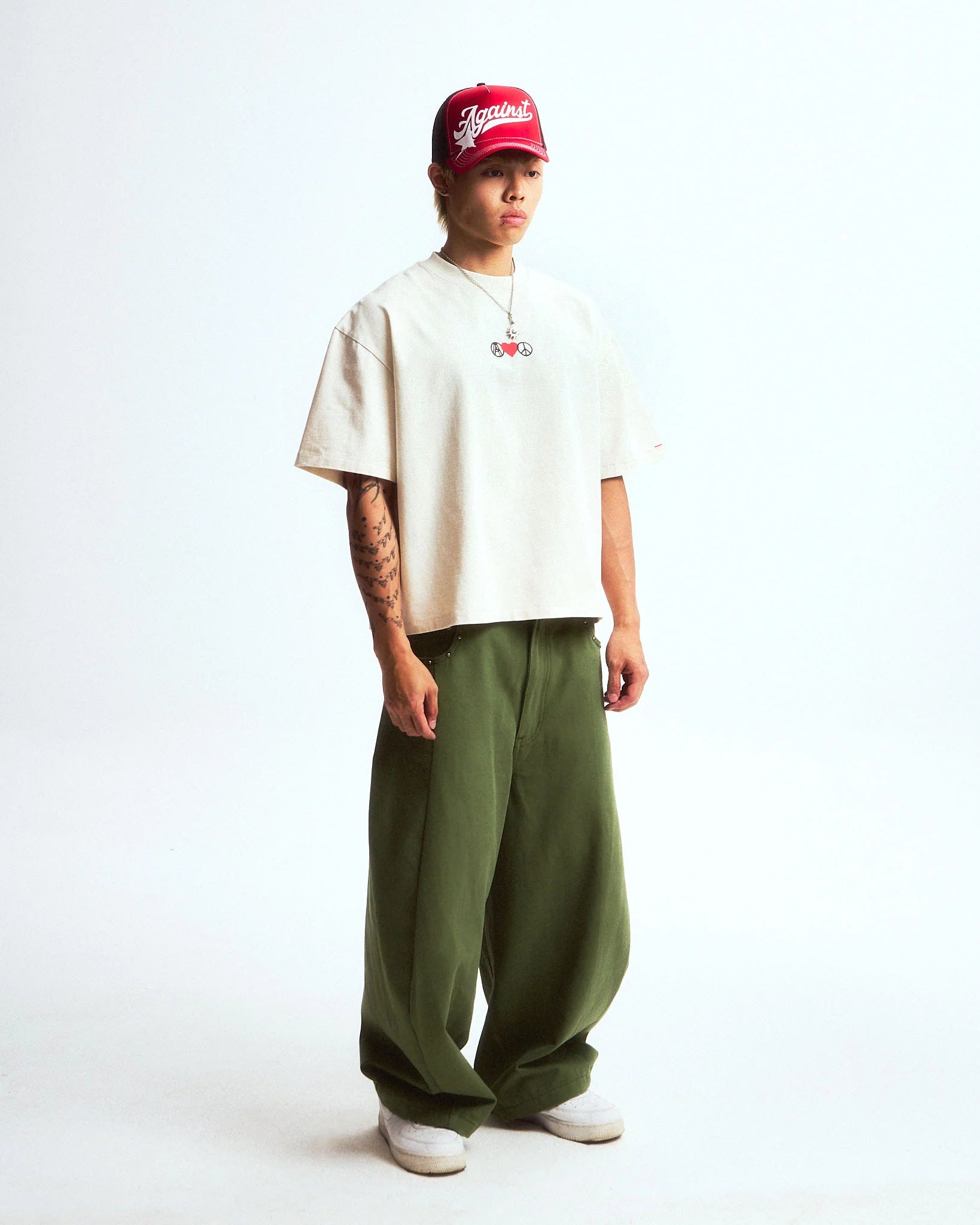 LOVE PEACE WASHED BOXY TEE CREAM - BEV C multi label store