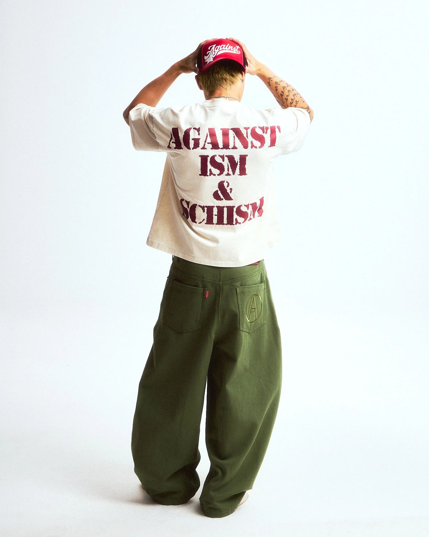LOVE PEACE WASHED BOXY TEE CREAM - BEV C multi label store