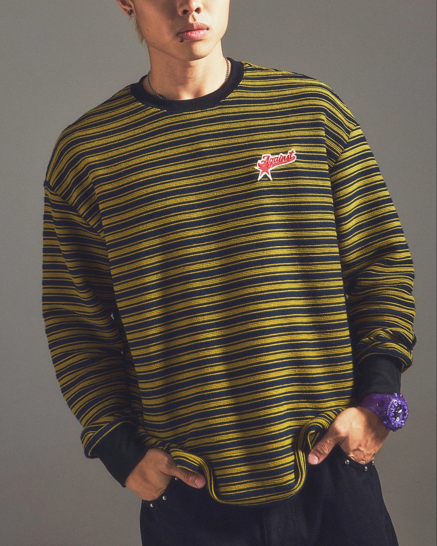 STRIPE STAR LOUNGE TEE YELLOW NAVY - BEV C multi label store