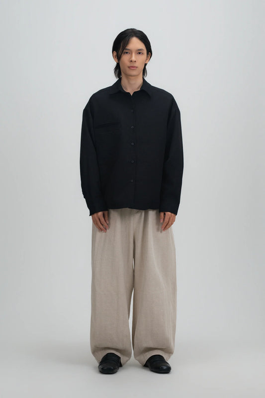 Gender Neutral Oversized Arm Long Sleeve Blouse (Black) - BEV C multi label store