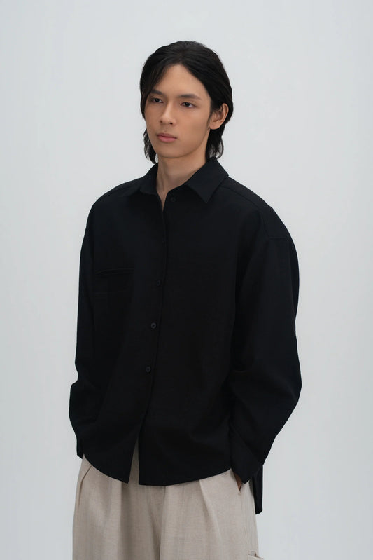 Gender Neutral Oversized Arm Long Sleeve Blouse (Black) - BEV C multi label store