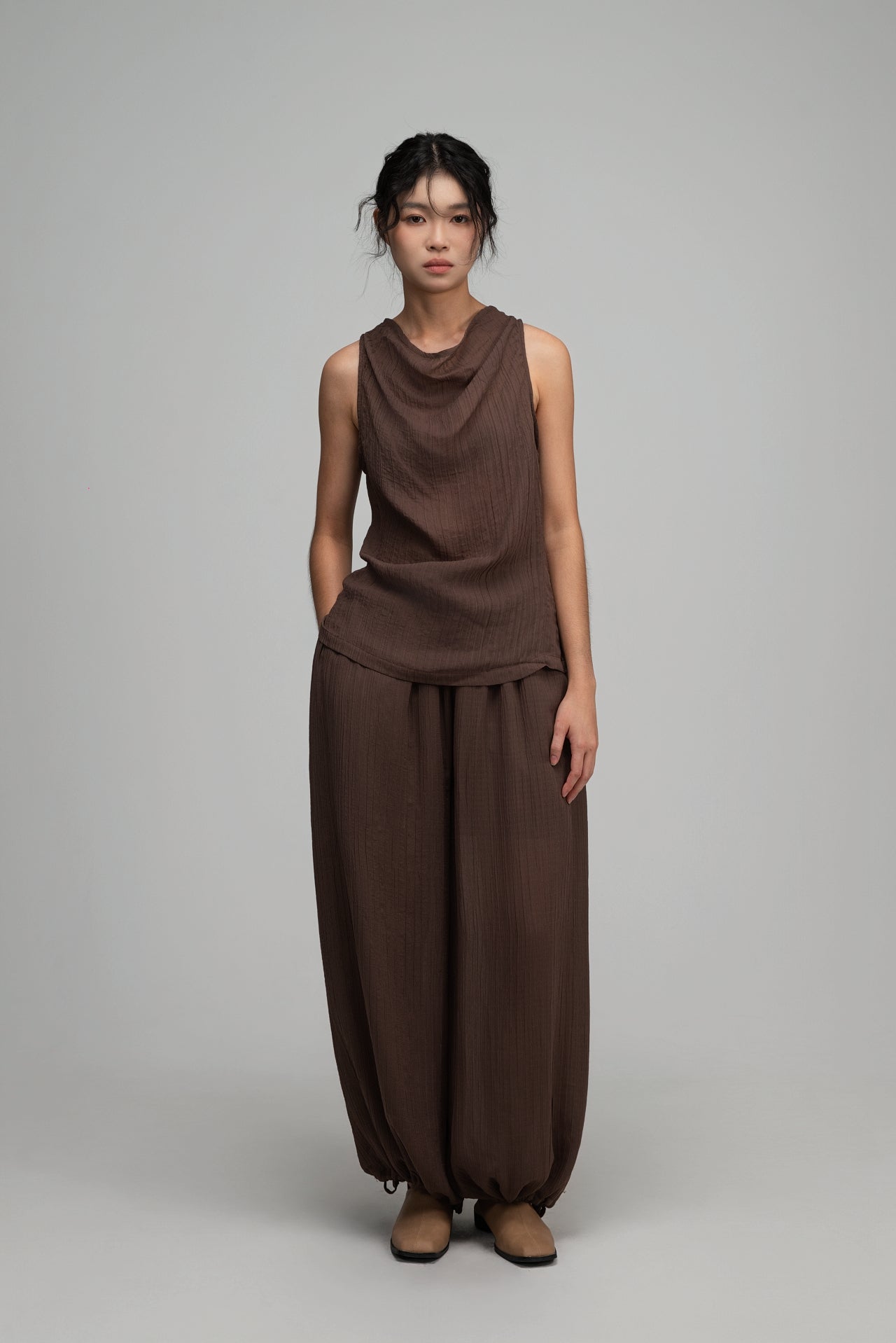 Soft Lantern Pants w/ Lining (Brown) - BEV C multi label store