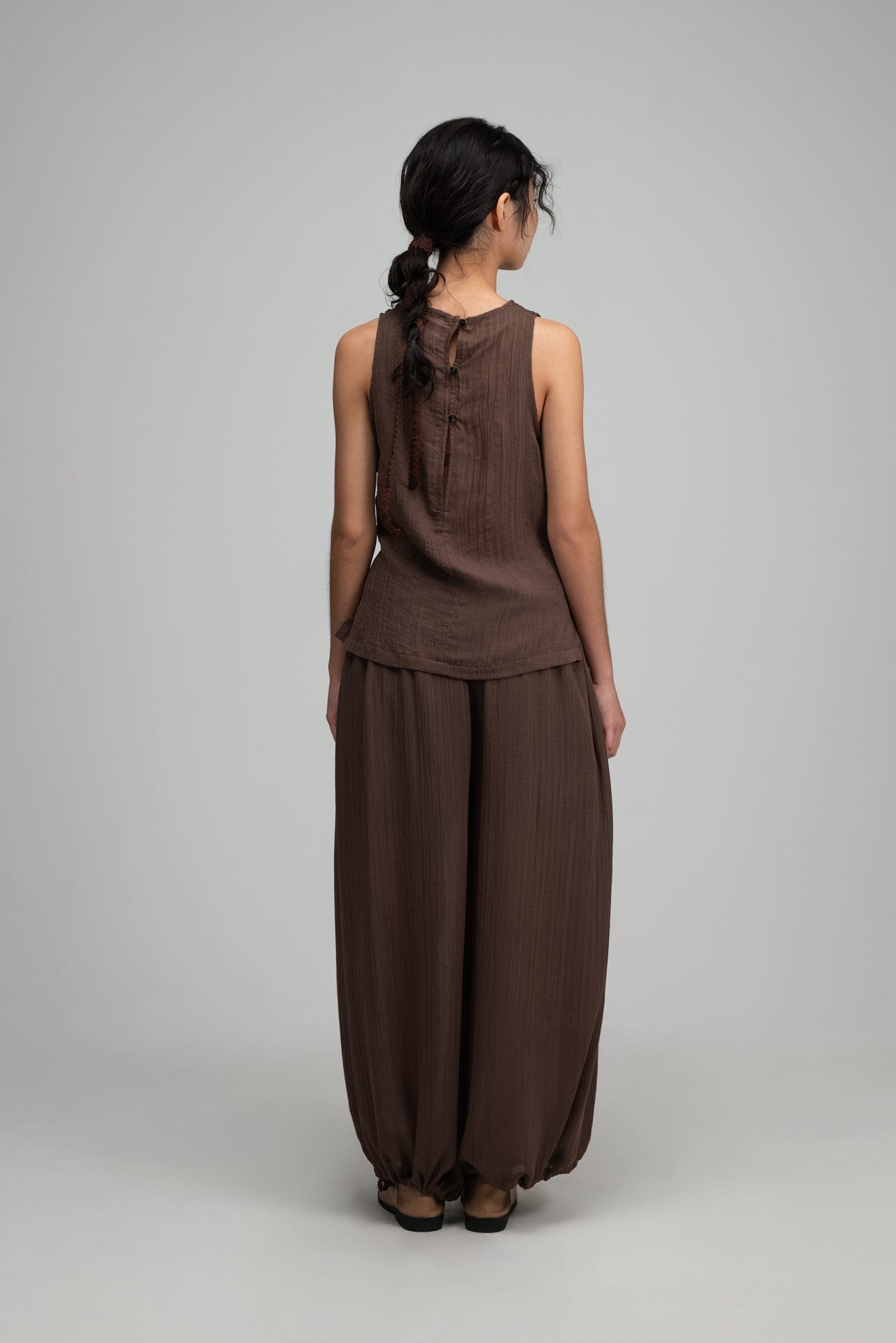 Soft Drape Neck Tank Top (Brown) - BEV C multi label store