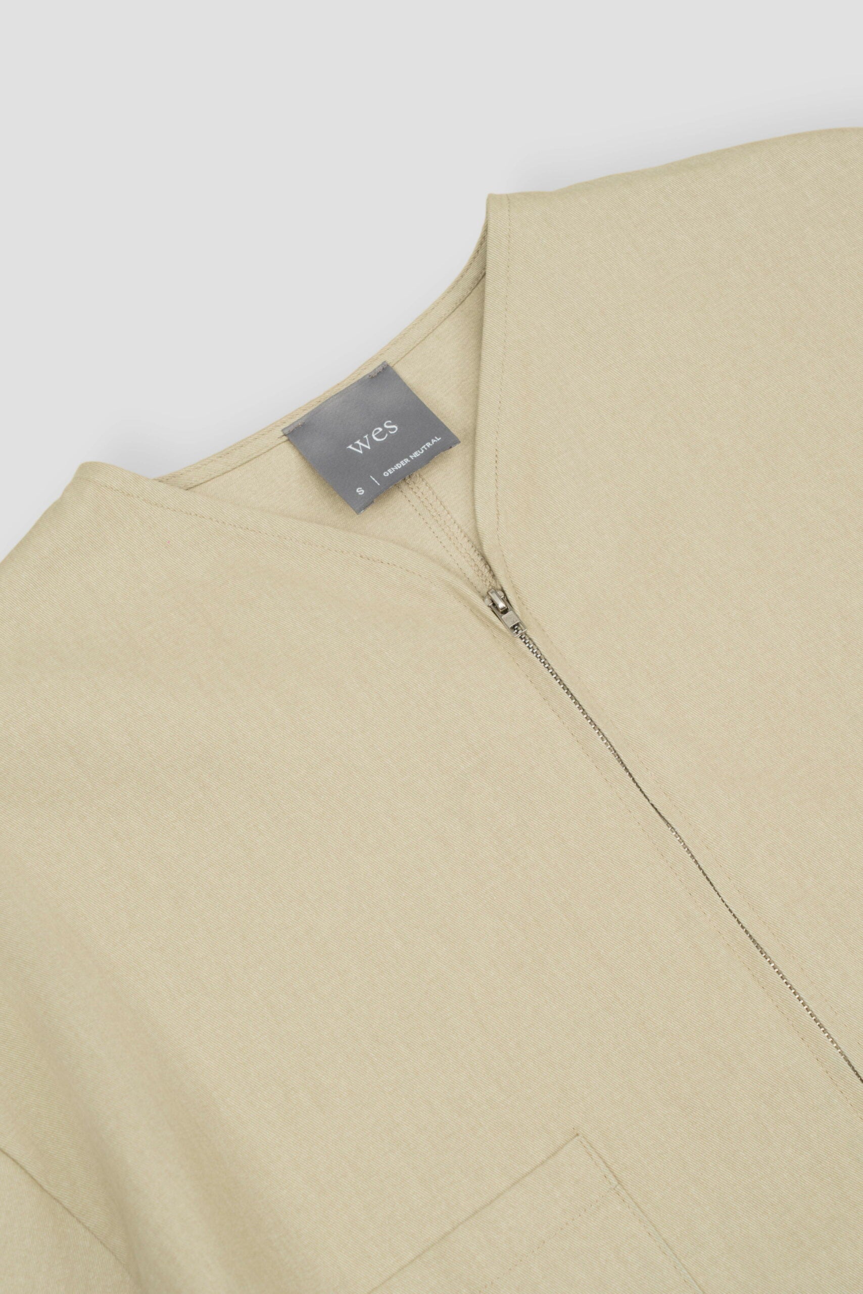 Gender Neutral Collarless Half-Zipper Shirt (Beige) - BEV C multi label store
