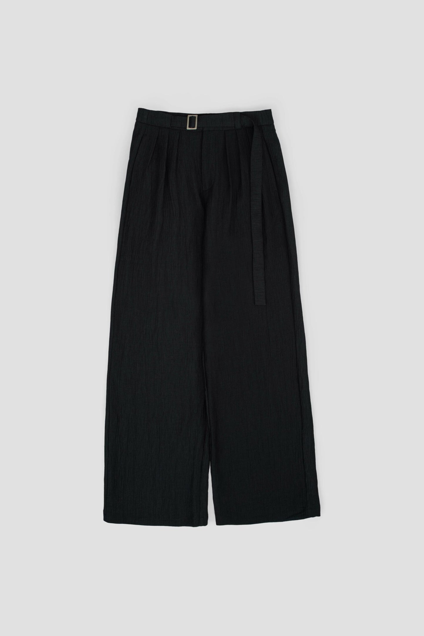 Tri Pleated Belted Trousers (Black) - BEV C multi label store