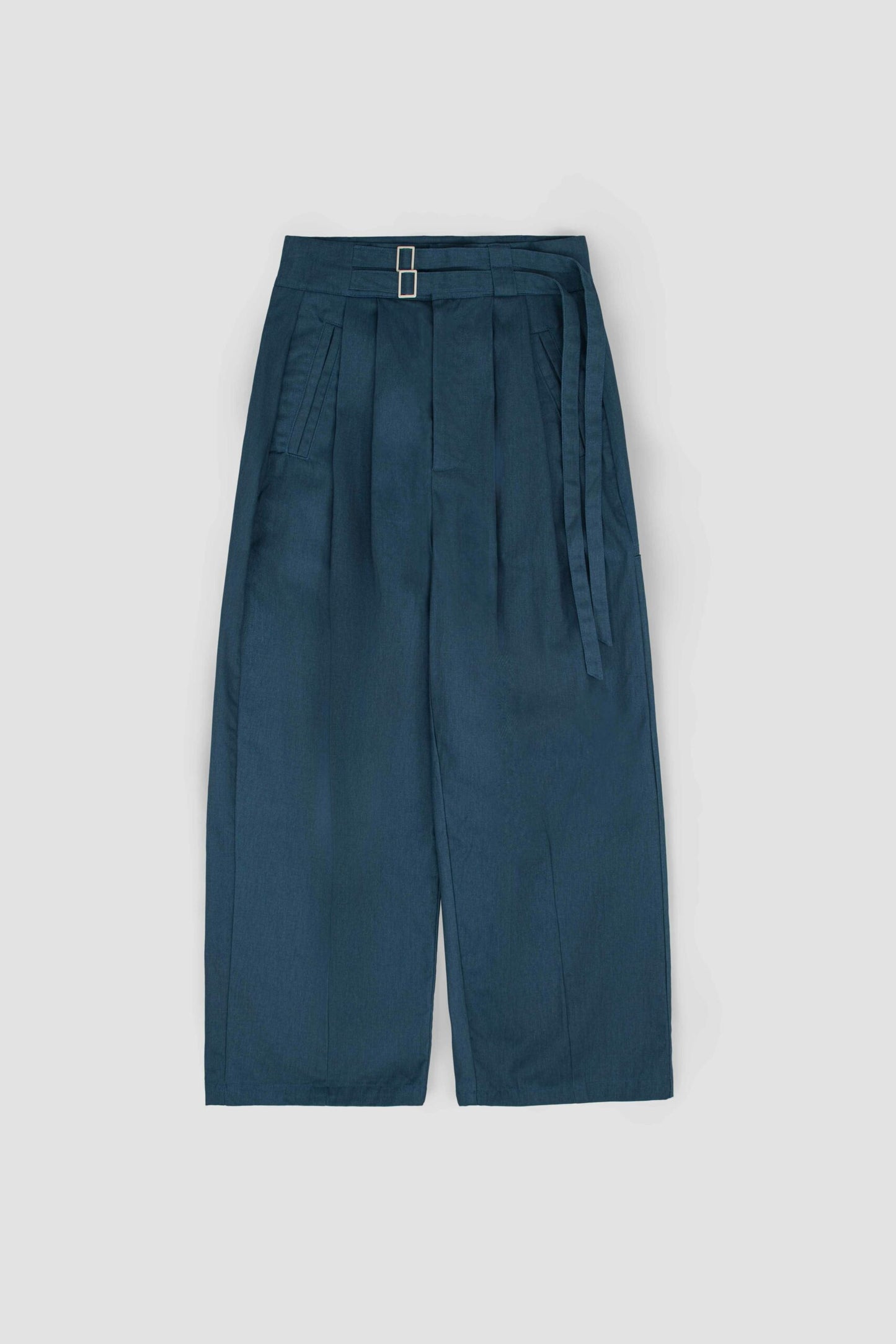 Gender Neutral Double Belted Long Trousers (Blue) - BEV C multi label store