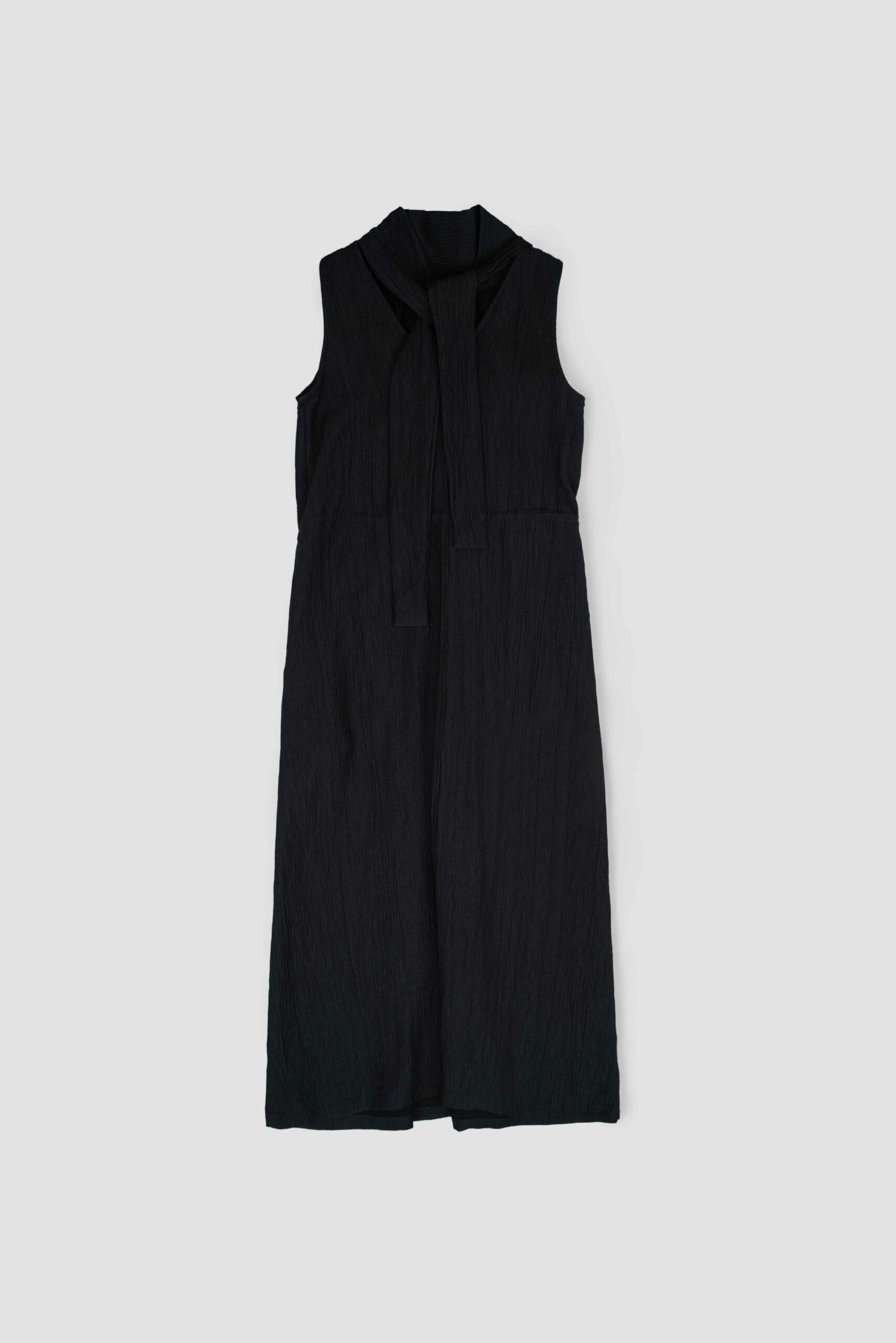 Pleated High Neck Scarf Dress (Black) - BEV C multi label store
