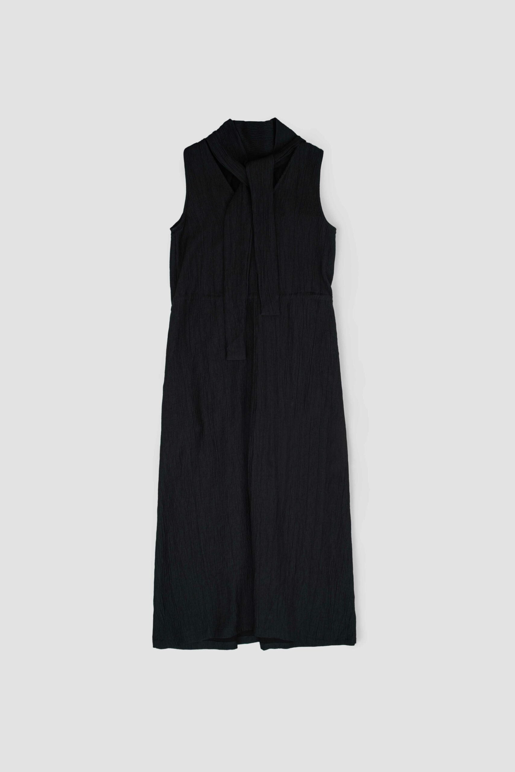 Pleated High Neck Scarf Dress (Black) - BEV C multi label store