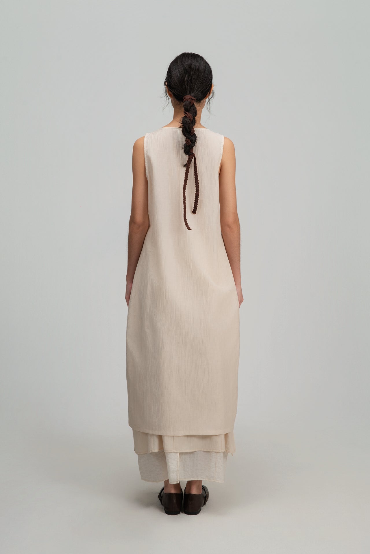 Crisscross Longline Bottom Slit Tank Top (Beige) - BEV C multi label store